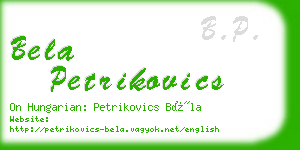 bela petrikovics business card